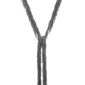 Long Ruthenium Fringe Necklace
