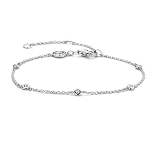 Bezel Set Station Bracelet - Silver