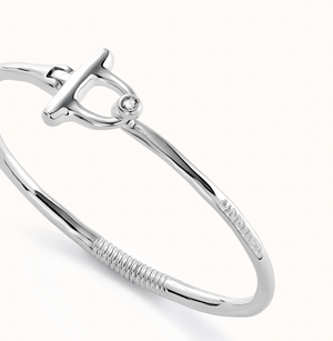 Open Buckle White Topaz Bangle