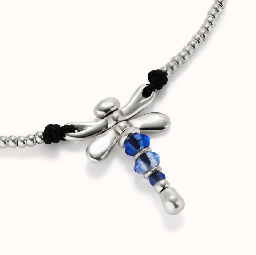 Blue Beaded Dragonfly Necklace