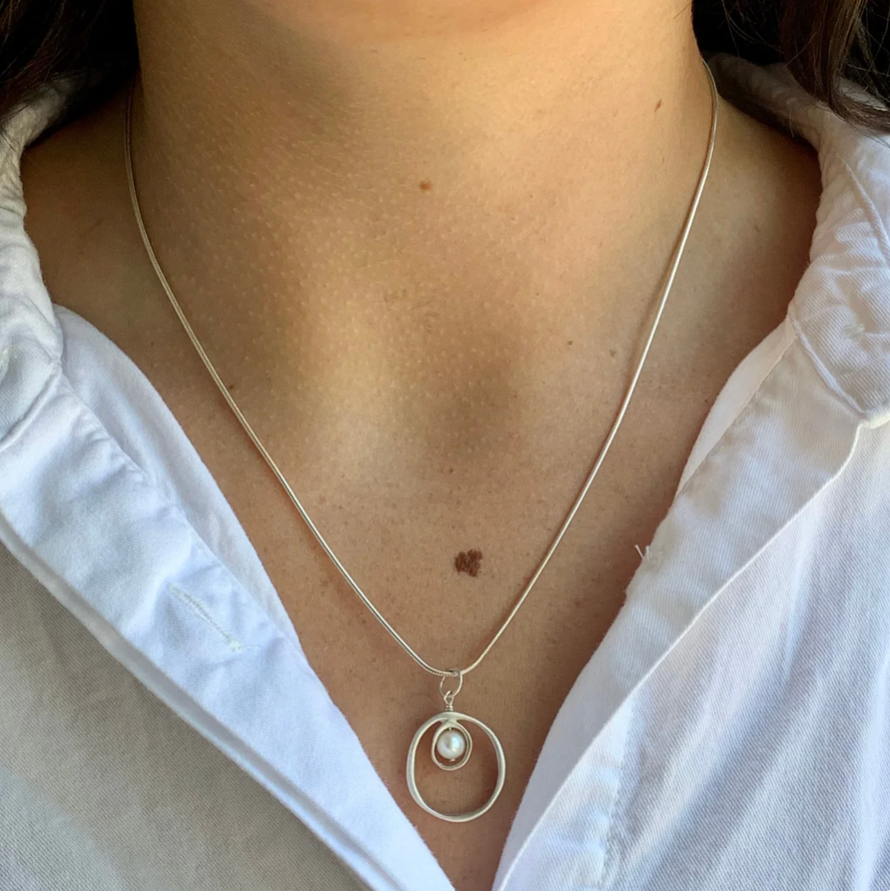 "Open Circles With Pearl" Necklace
