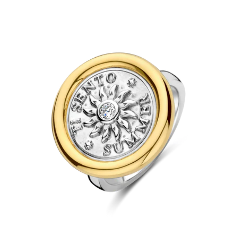 Sparkling Sun Coin Ring