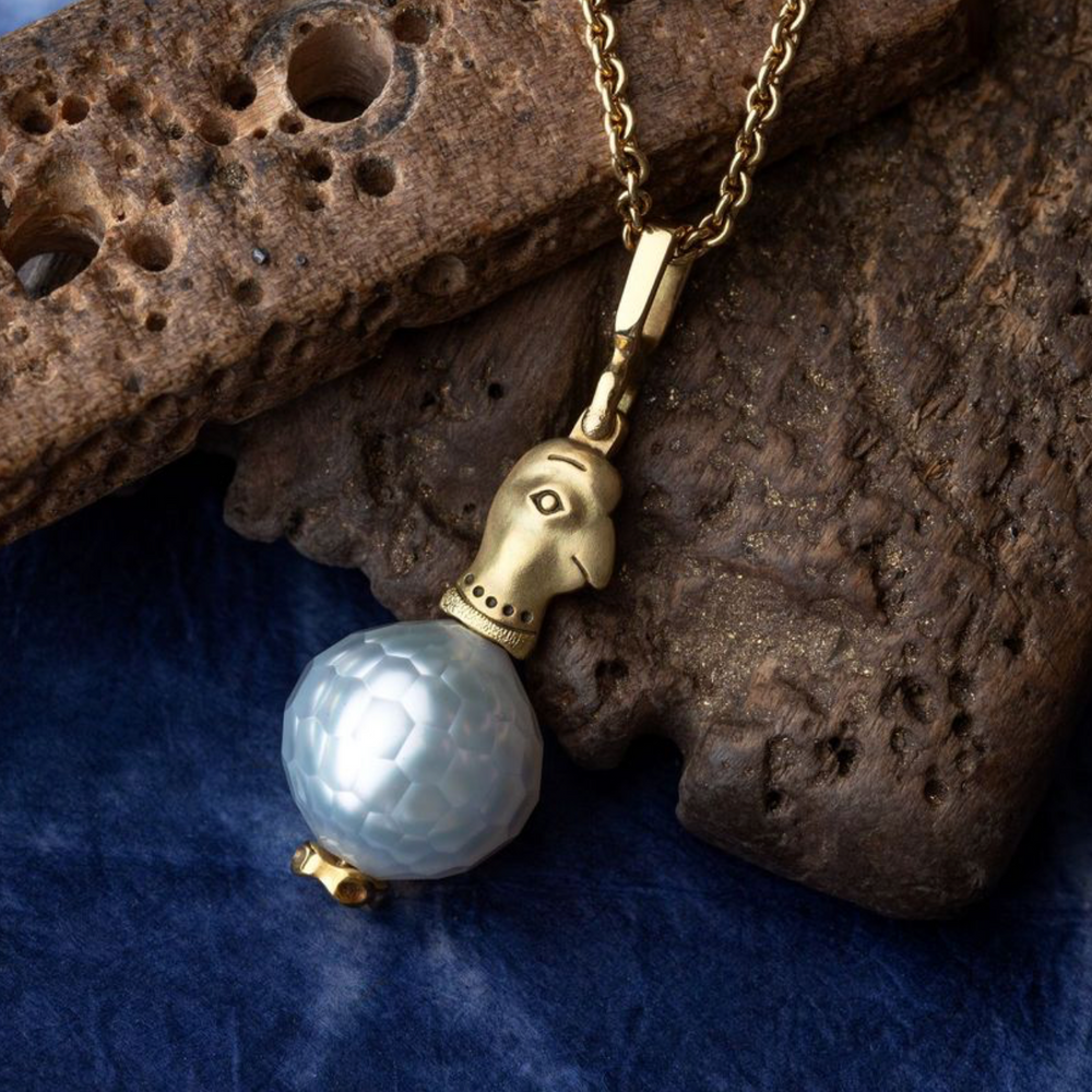 "Strange Characters and Fable Animals" Faceted Pearl Pendant