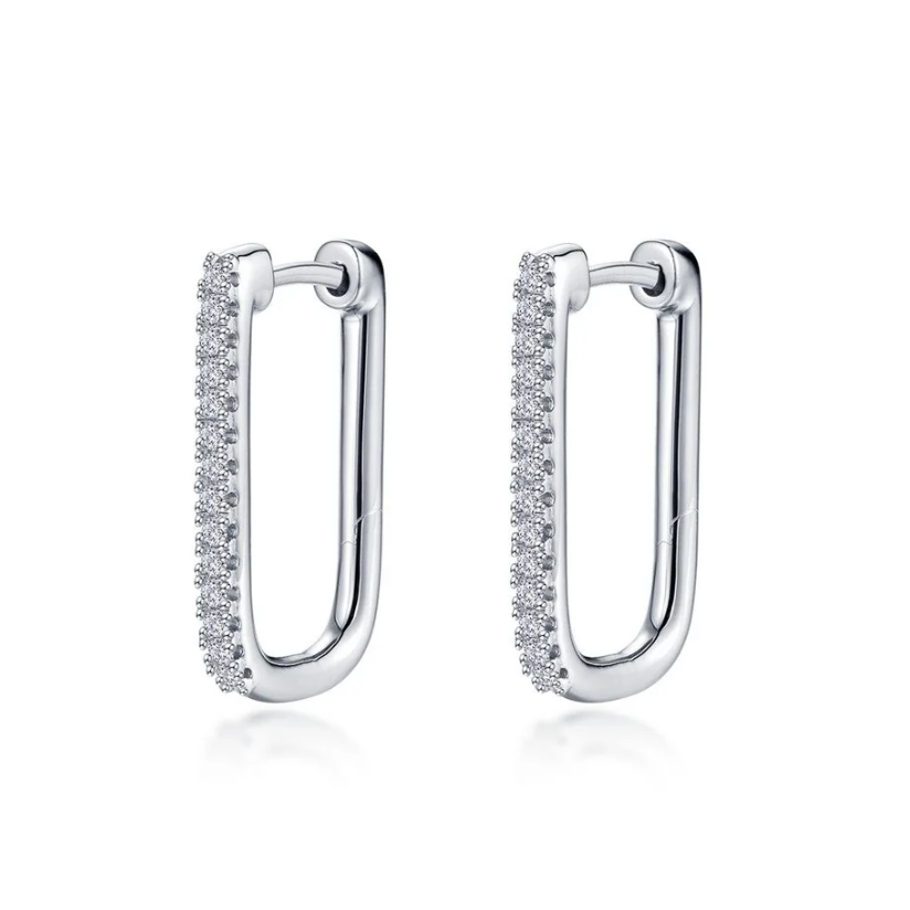 Sparkling Rectangular Hoop Earrings