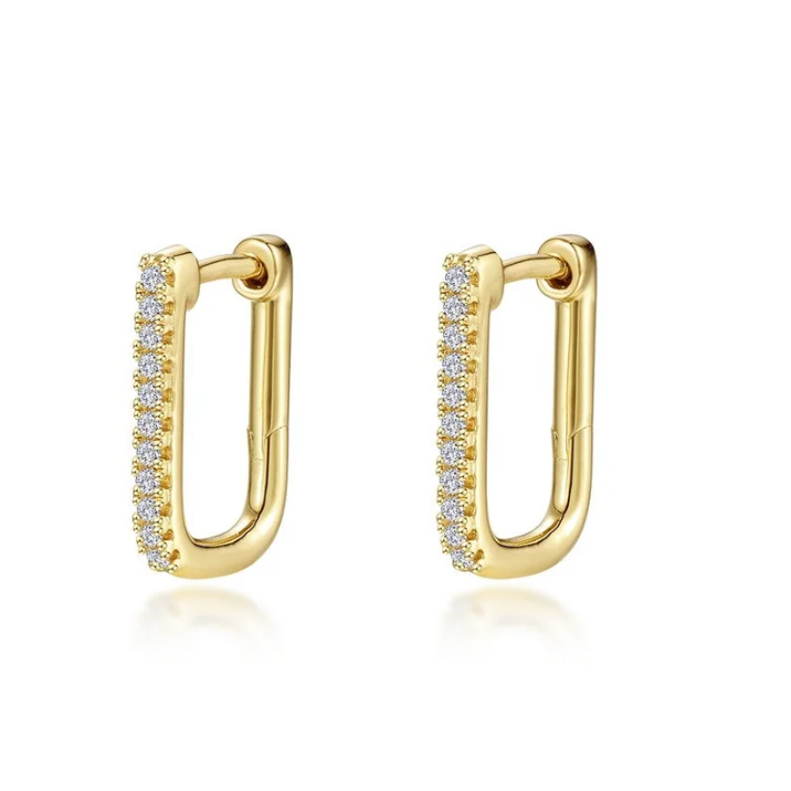 Sparkling Gold Rectangle Hoops