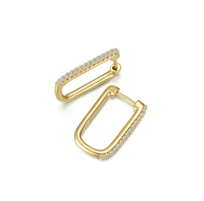 Sparkling Gold Rectangle Hoops