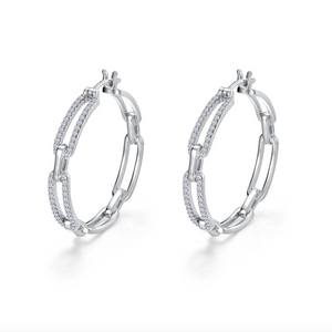 Sparkling Paperclip Hoops - Silver or Gold