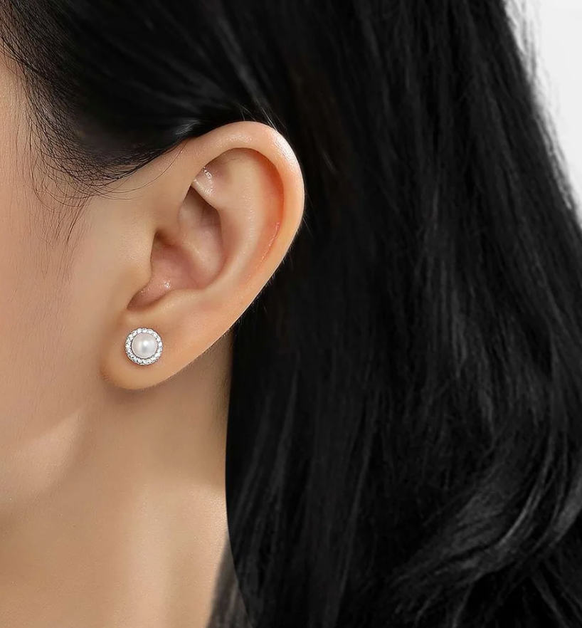 Pearl Halo Studs