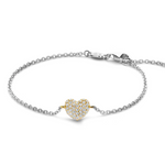 Mixed-Metal Sparkling Heart Bracelet