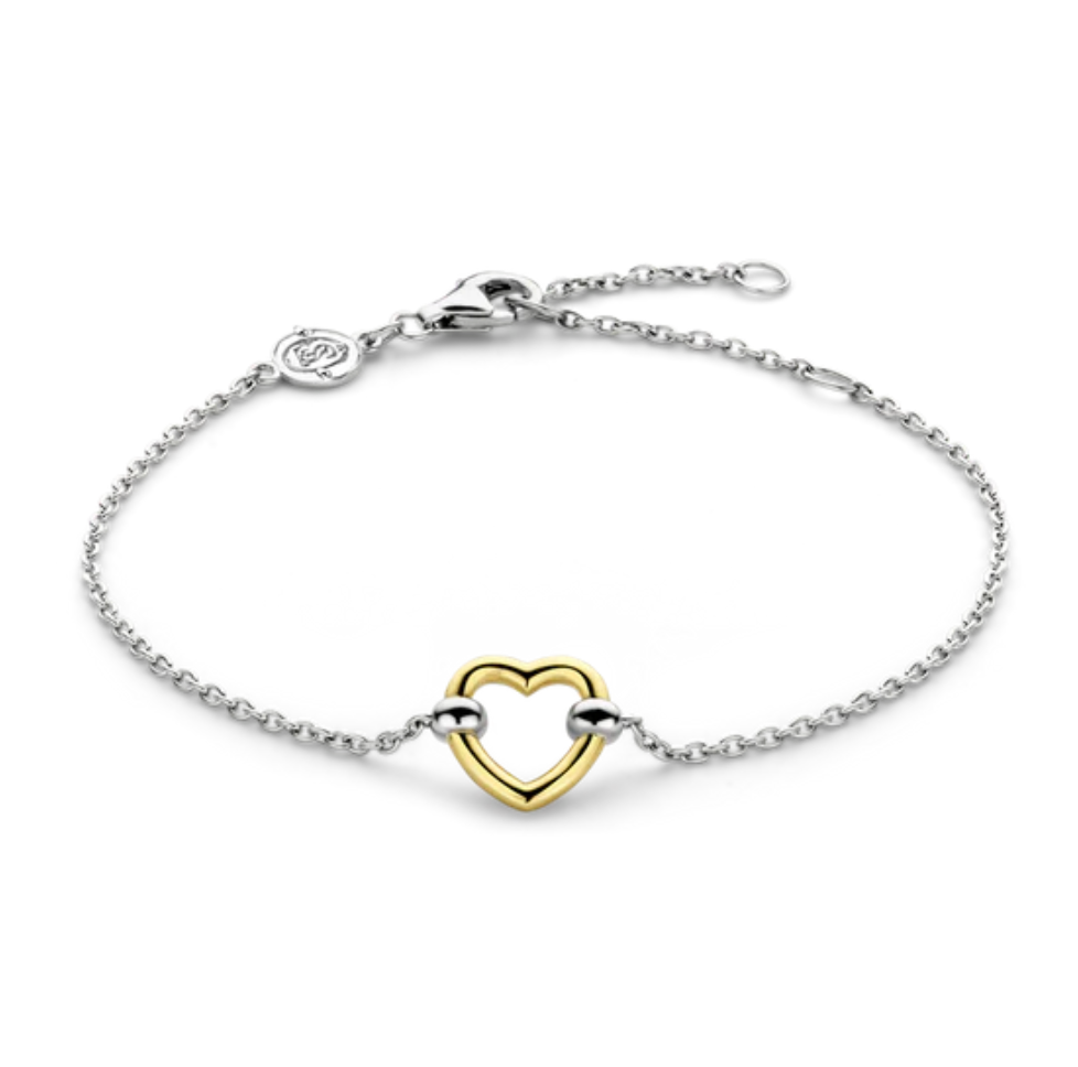 Two-Toned Open Heart Bracelet