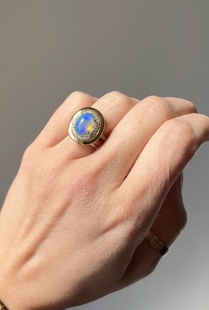 Oval Opal Halo Ring
