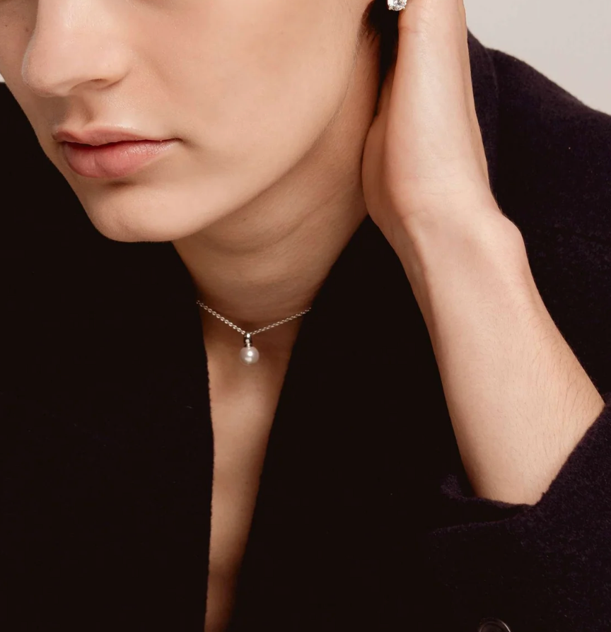 Single Pearl Necklace - Silver or Mixed Metal