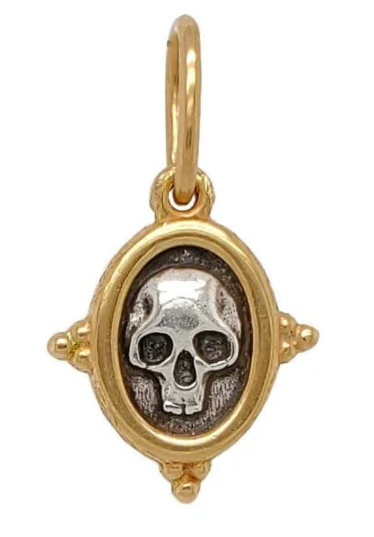 Tiny Skull + Flower Charm