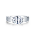 East/West Oval Half Bezel Ring