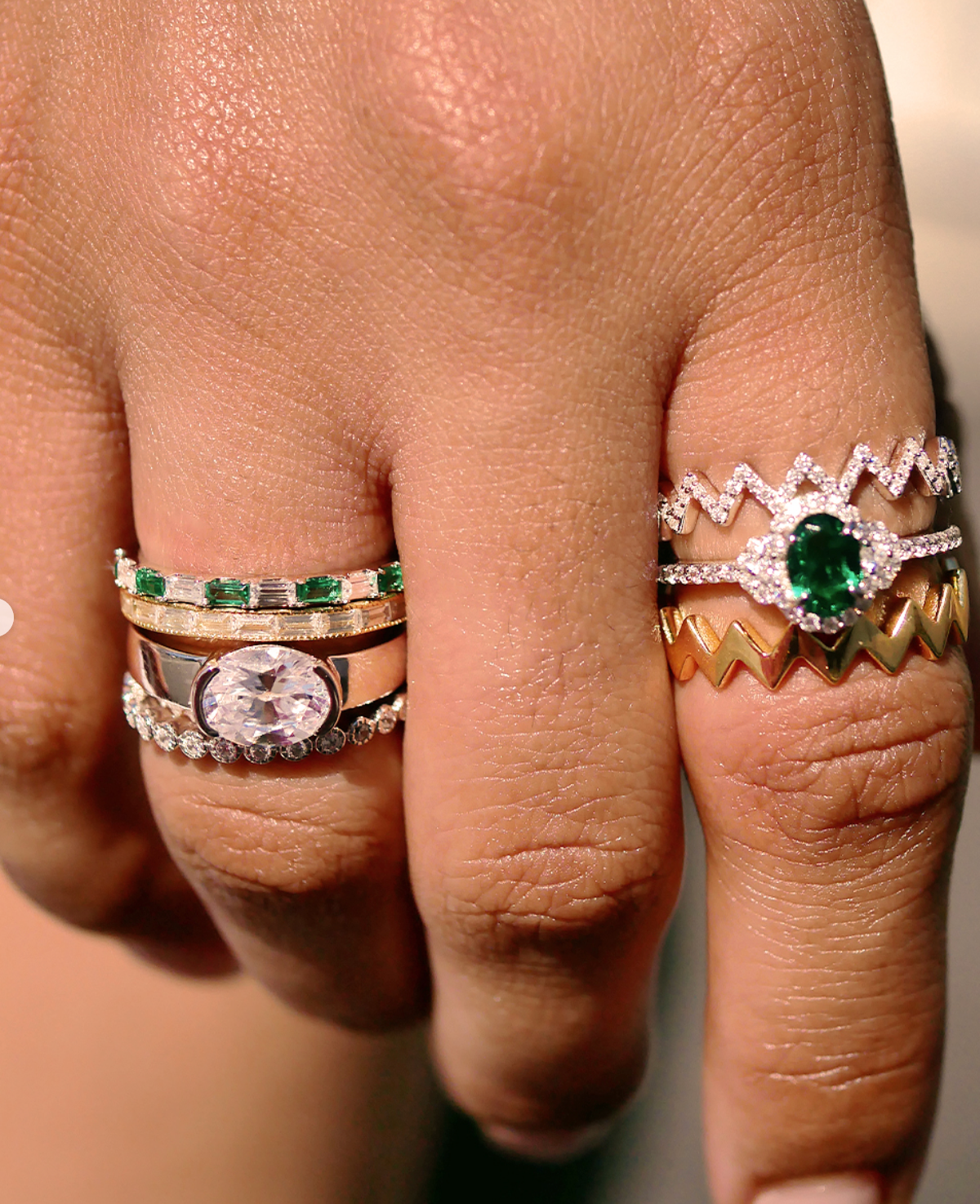 East/West Oval Half Bezel Ring