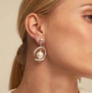 "In Orbit" Pearl Drop Earrings