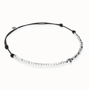 Beaded Leather Skull Necklace