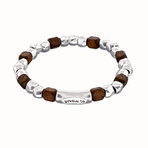 Silver & Wood Stretch Bracelet