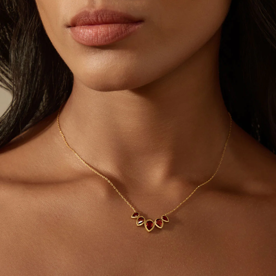 Ignite Strength Garnet Petal Necklace