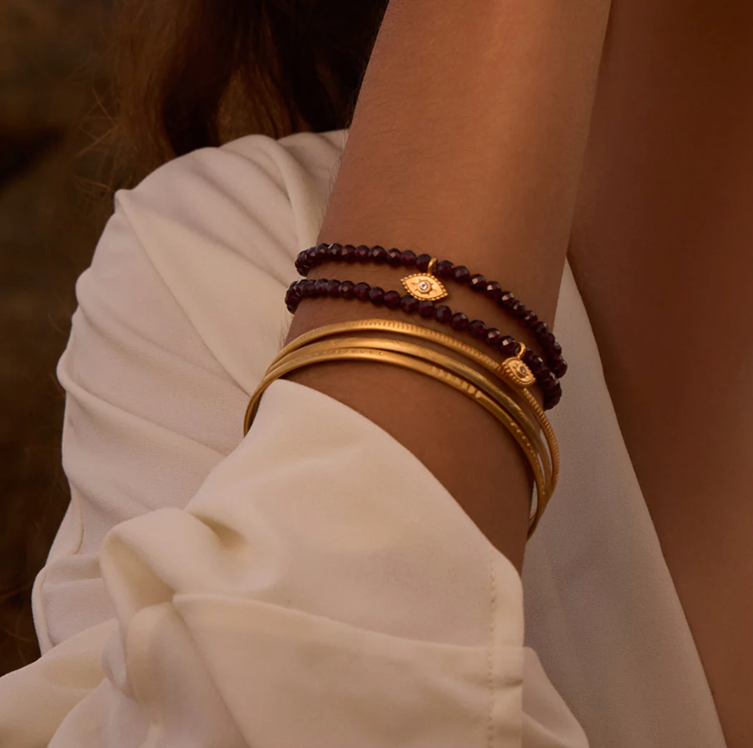 Loving Protection Garnet Evil Eye Bracelet