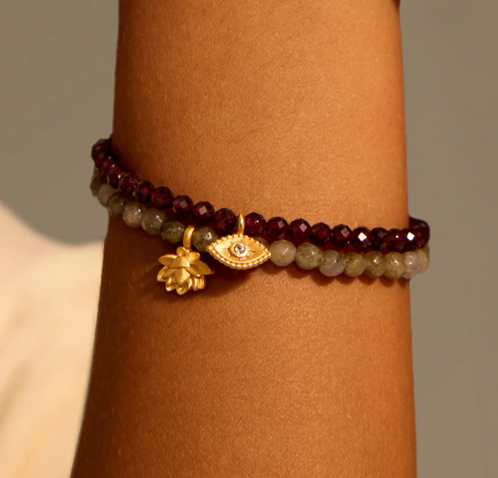 Loving Protection Garnet Evil Eye Bracelet