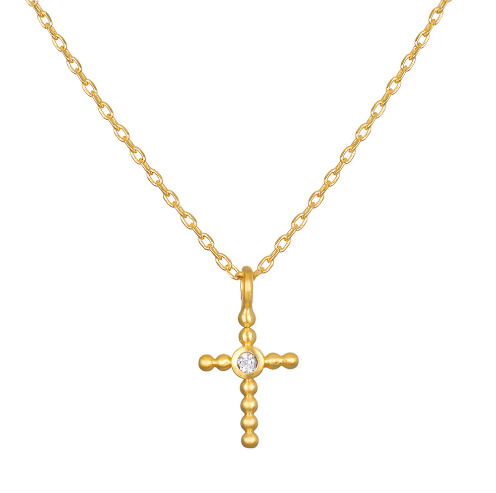 Honor Your Faith Cross White Topaz Necklace