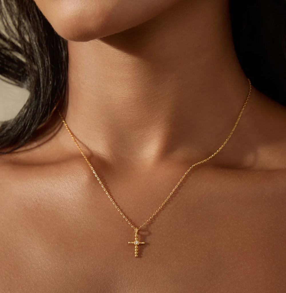 Honor Your Faith Cross White Topaz Necklace