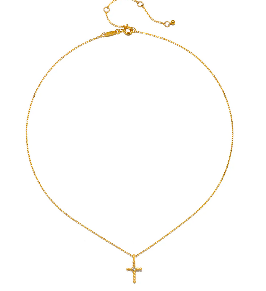 Honor Your Faith Cross White Topaz Necklace