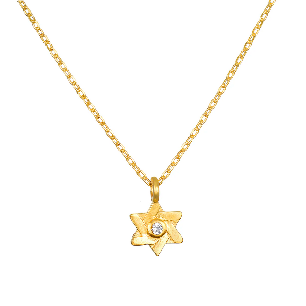 Guiding Faith White Topaz Star of David Necklace
