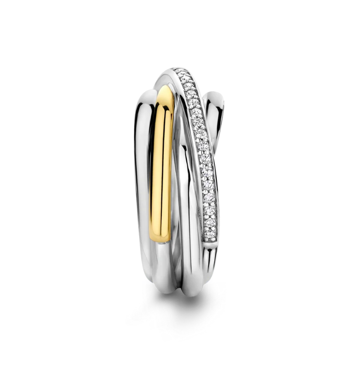 Two-Toned Sparkling Bypass Ring