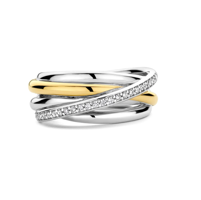 Two-Toned Sparkling Bypass Ring