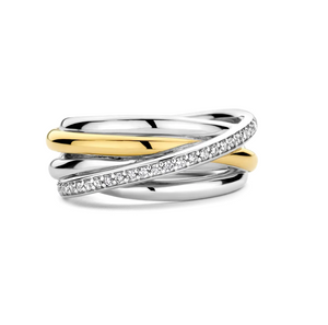 Two-Toned Sparkling Bypass Ring