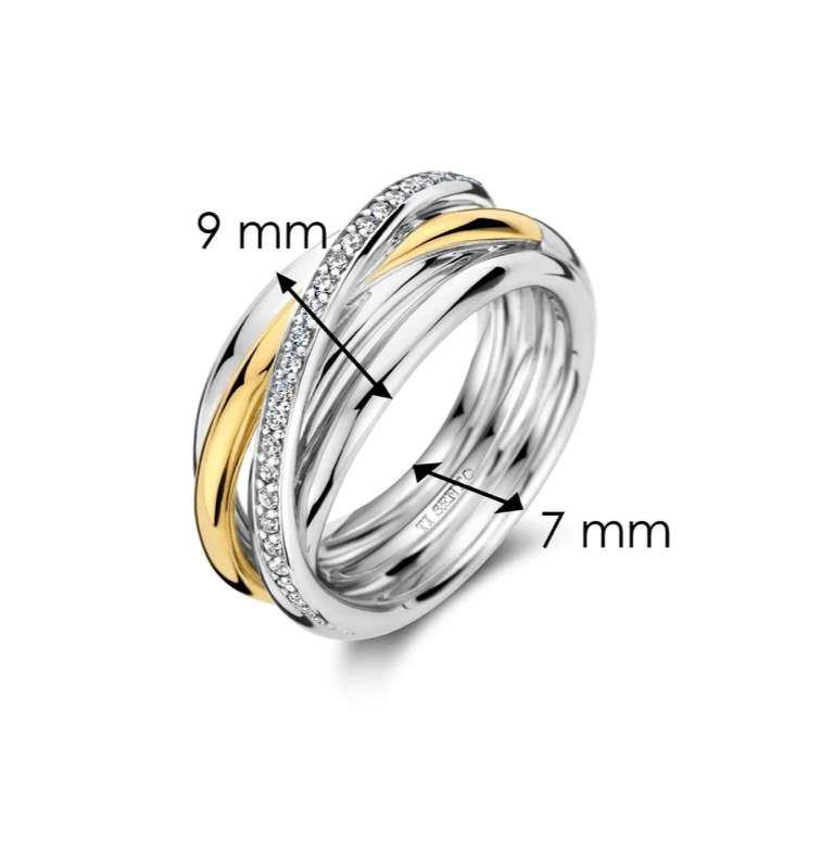 Two-Toned Sparkling Bypass Ring