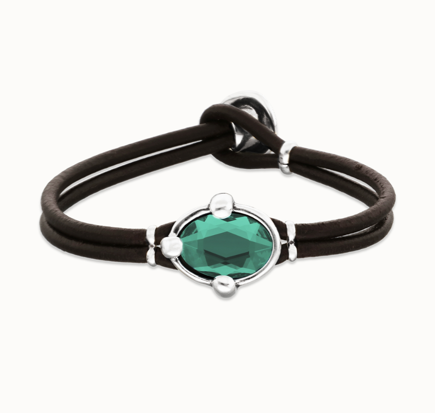 Leather & Crystal Bracelet - Multiple Color Options