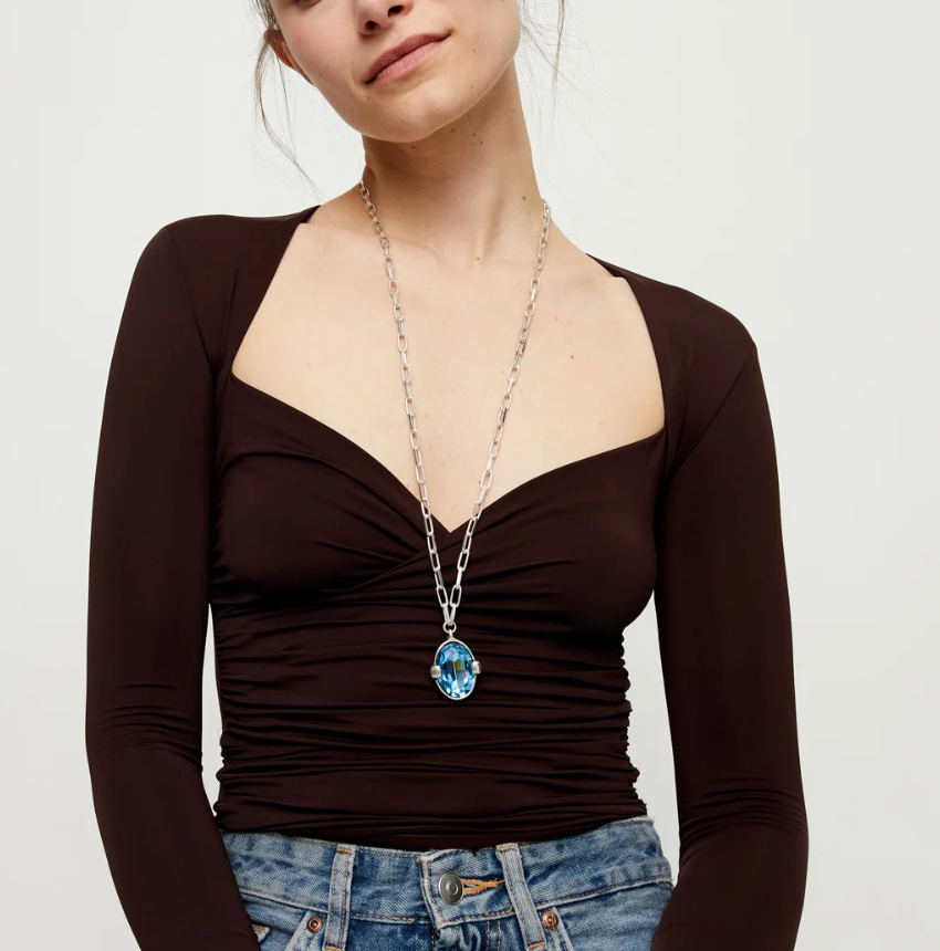 Large Blue Crystal Pendant Necklace