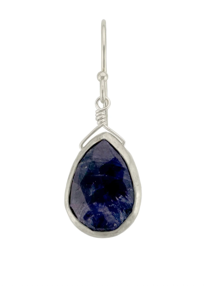 Silver Sapphire Drop Earrings