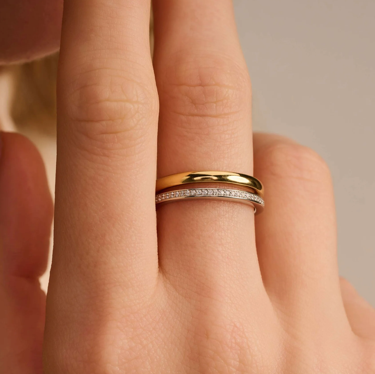 Gold & Zirconia Double Ring