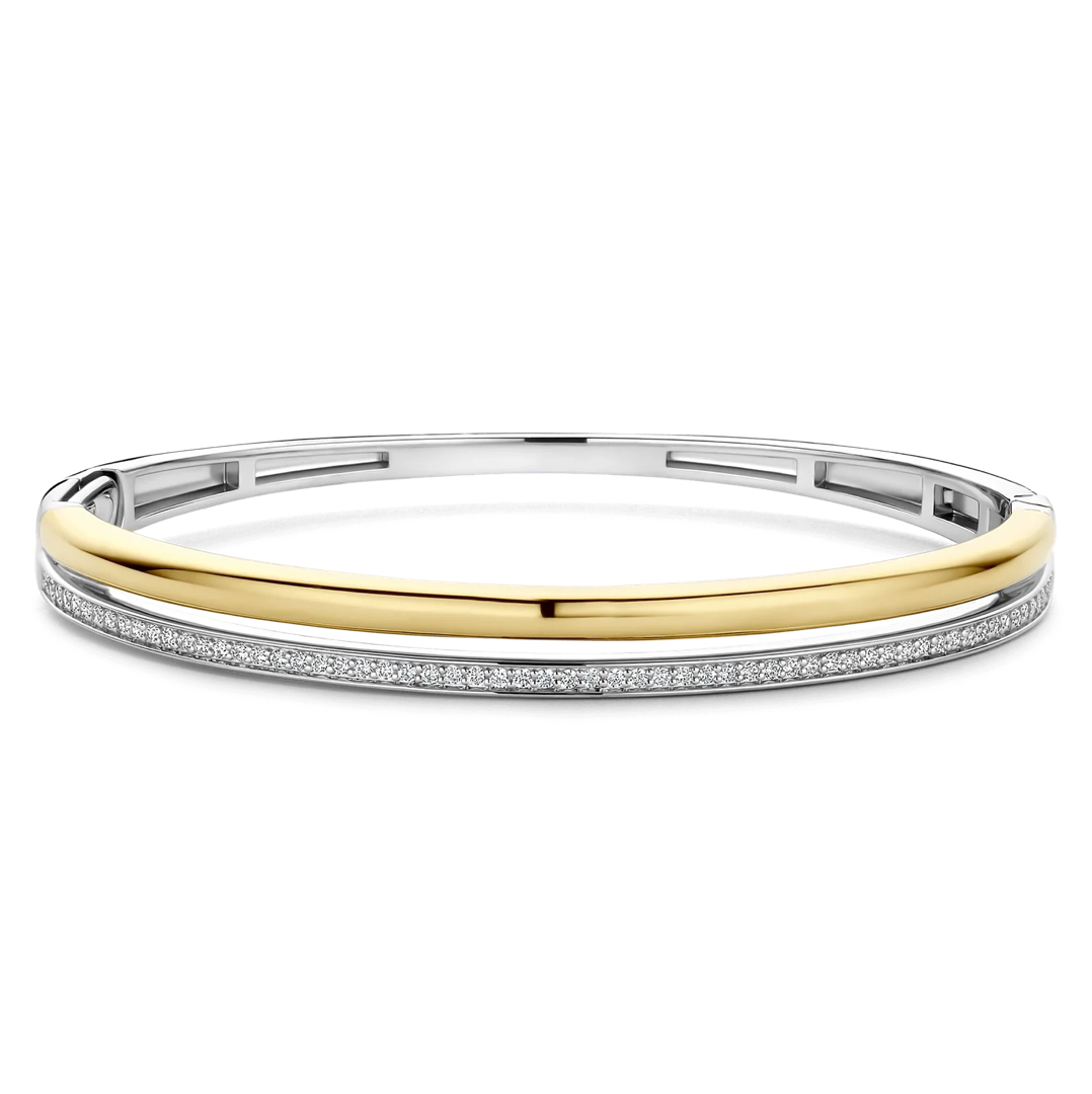 Gold & Zirconia Double Bangle
