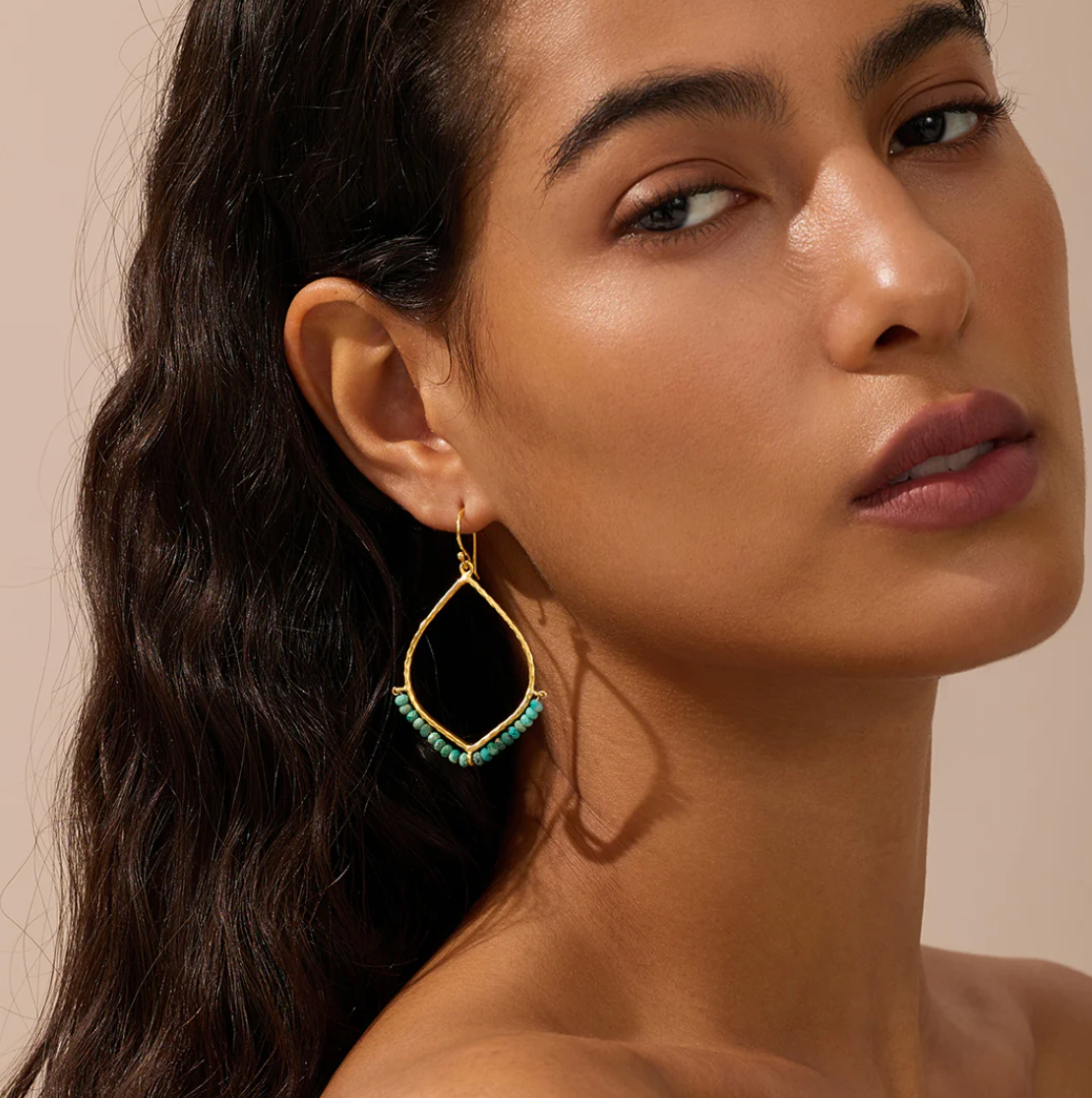 Healing Journey Turquoise Lotus Drop Earrings