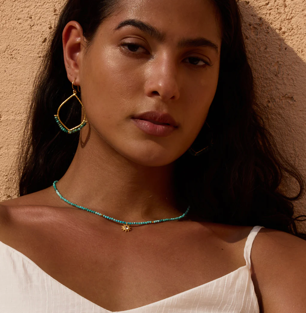 Tranquil Dawn Turquoise Sun Choker Necklace