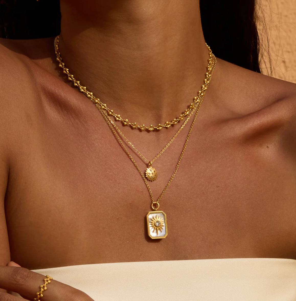Ignite Vitality White Topaz Sun Necklace
