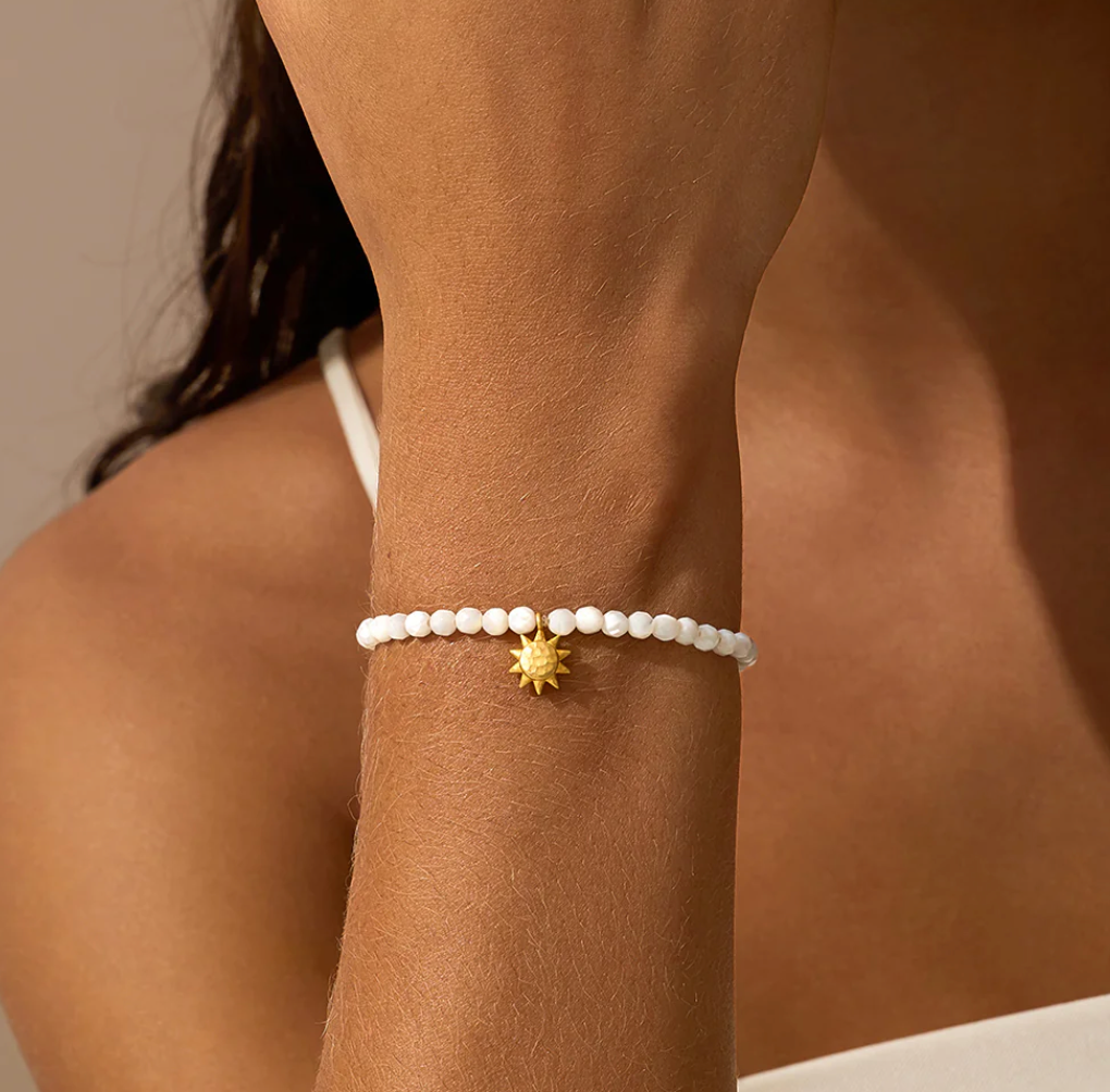 Dawning Wisdom Mother of Pearl Sun Stretch Bracelet