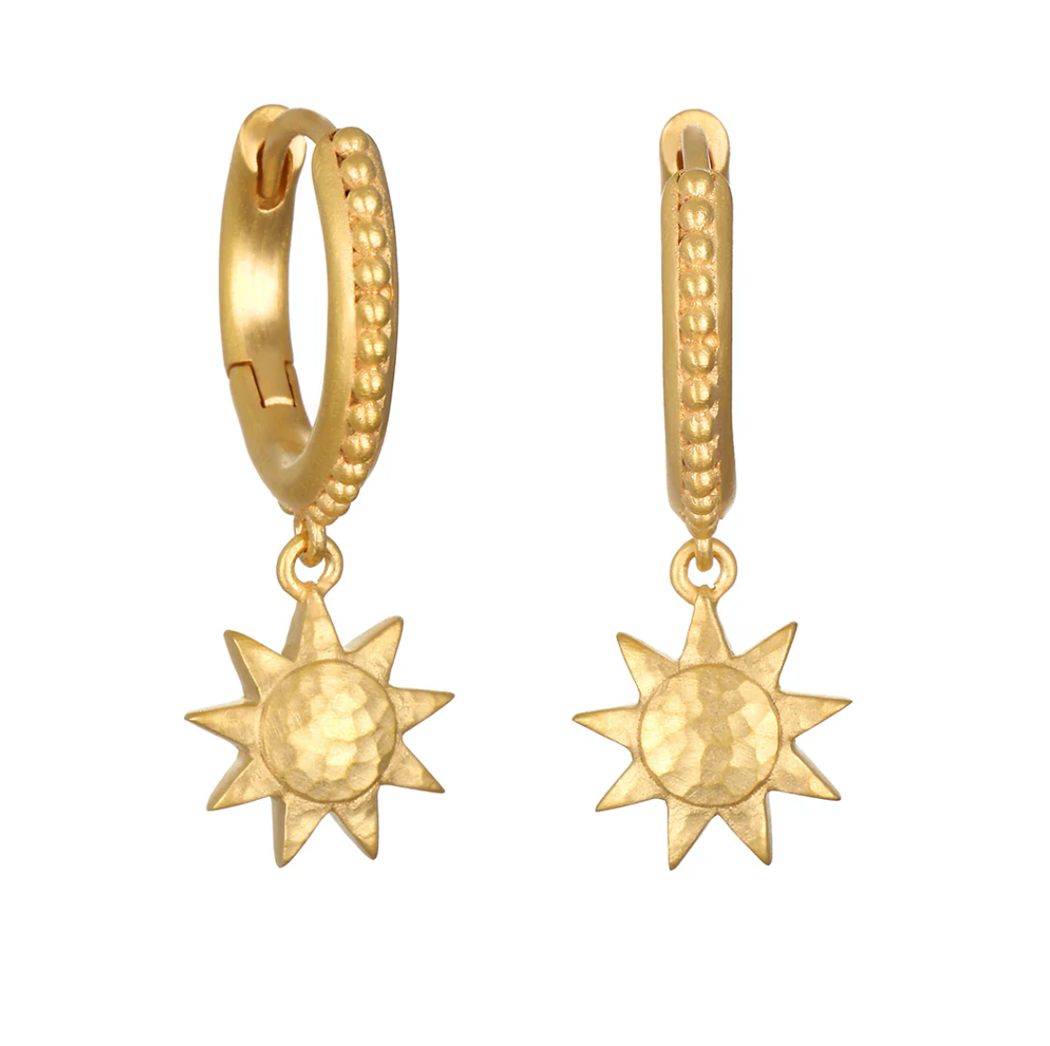 Enduring Light Gold Sun Huggie Earrings