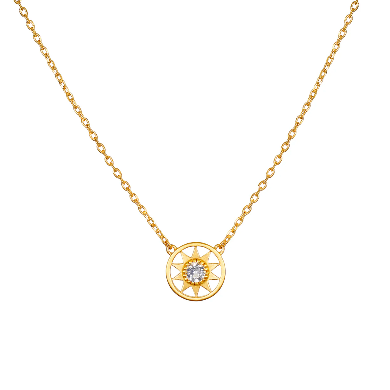 New Day White Topaz Sun Necklace