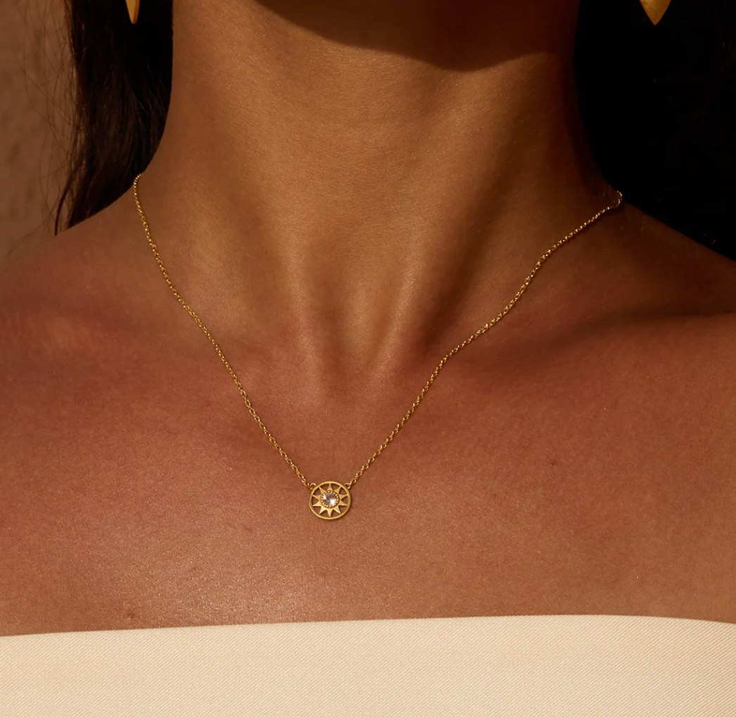 New Day White Topaz Sun Necklace