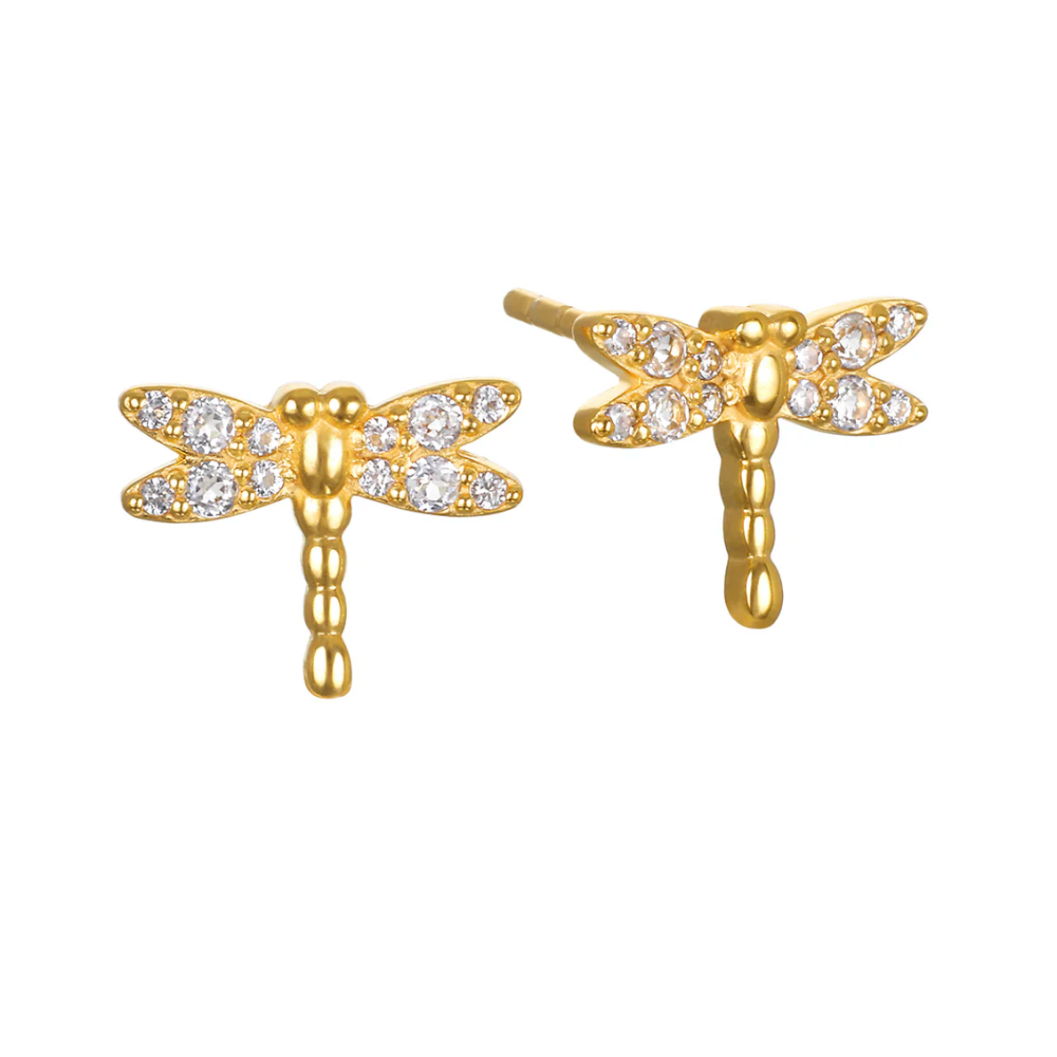 Transforming Spirit White Topaz Dragonfly Earrings