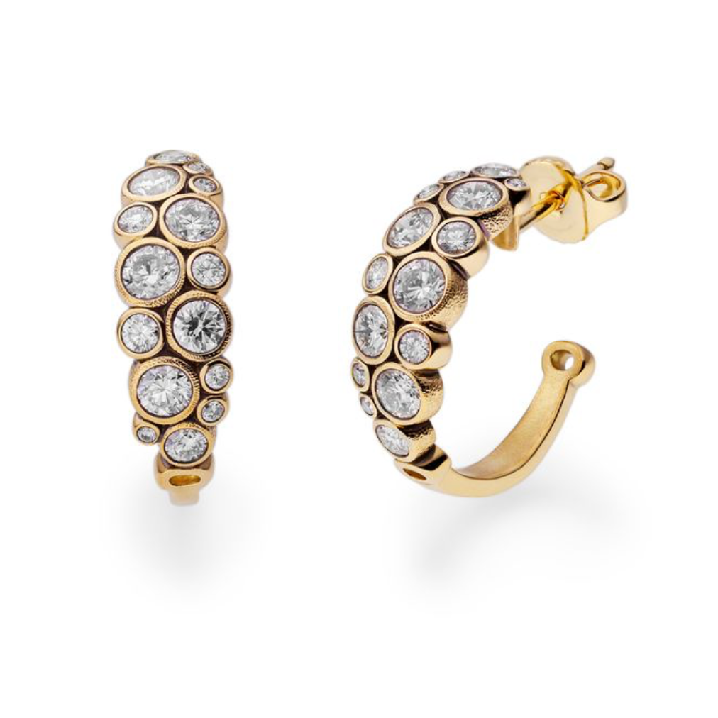 Domed Diamond Hoops