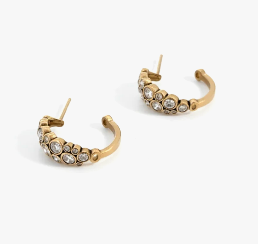 Domed Diamond Hoops