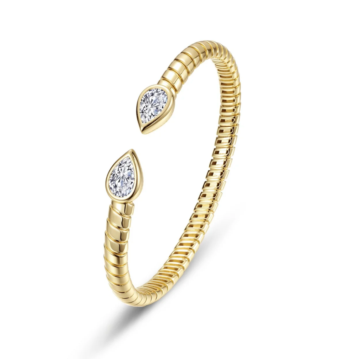 Bezel Teardrop Cuff - Silver or Gold