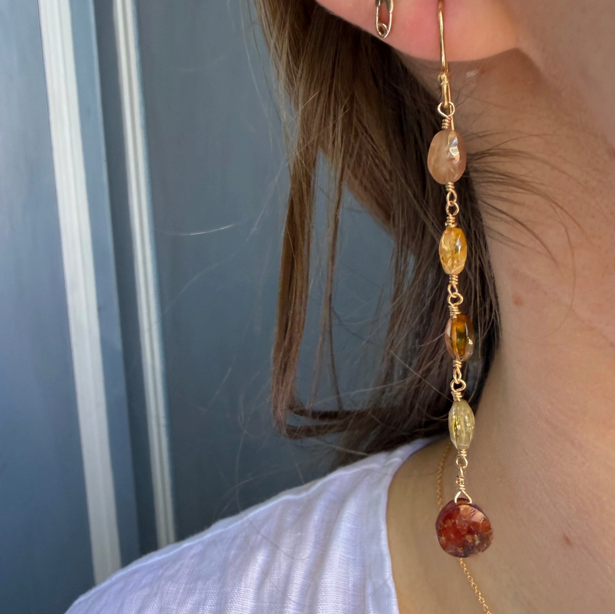 Zircons with Hessonite Garnet Drop Earrings